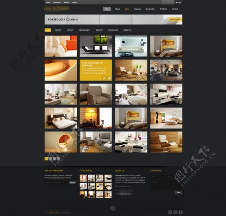 黑色大气简约的家居网站产品展示界面