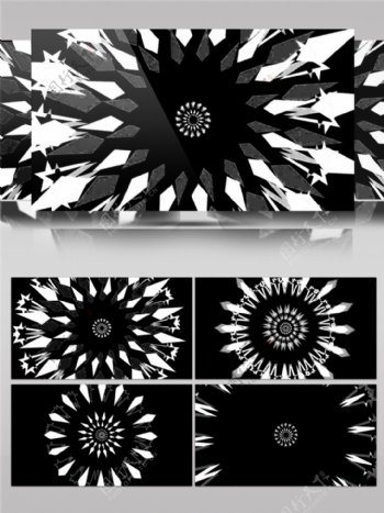 黑白创意圆环花纹高清视频素材