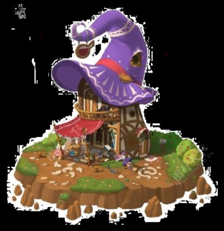 紫色帽子童话城堡图案