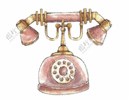 卡通彩绘古典电话机png元素