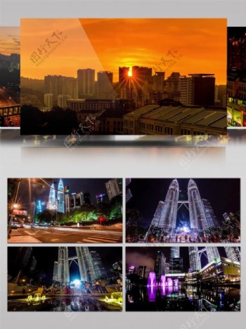 黄昏下的吉隆坡城市景观移轴延时摄影