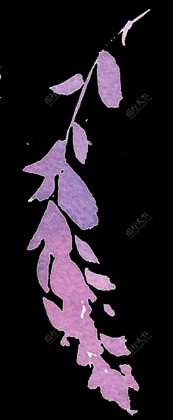 手绘紫色水彩叶子PNG透明素材