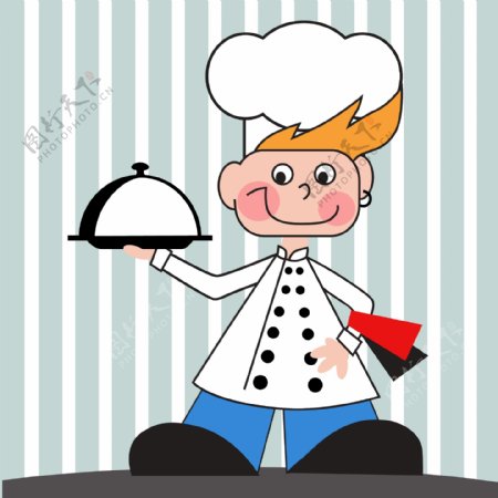 时尚卡通的厨师插画