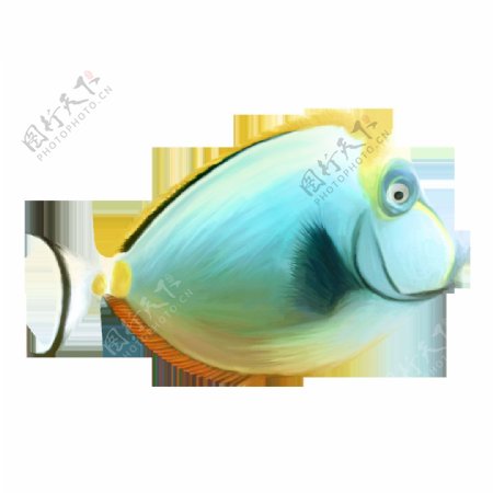 蓝色热带鱼png元素