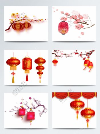 春节红色灯笼装饰图案