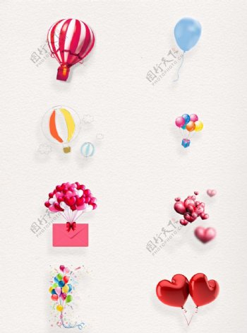 可爱透明气球红色装饰素材合集