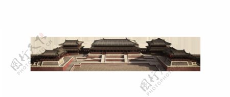 中式宫殿建筑远景风景png元素