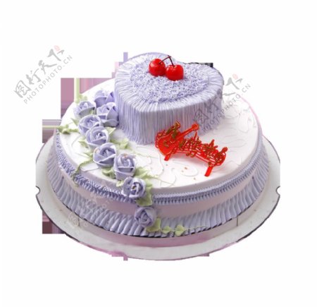 双层紫色爱心蛋糕素材