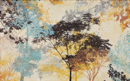 抽象水彩树木背景