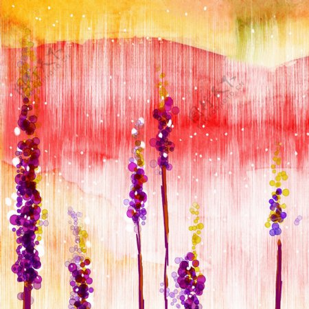 扎染底纹紫色油画花卉