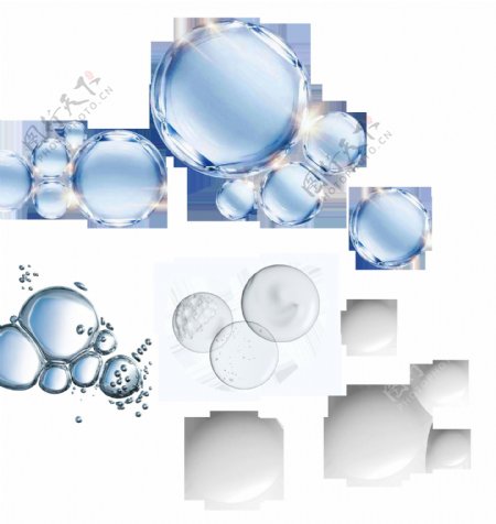 卡通蓝色水珠气泡png元素