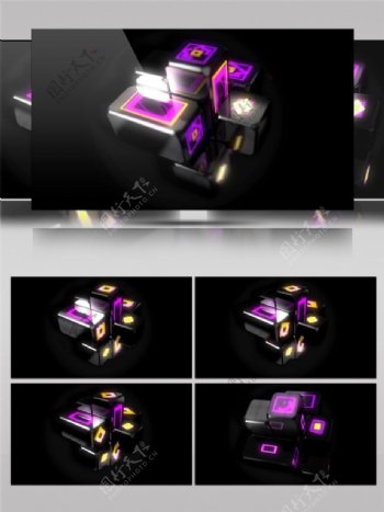 紫光迷幻方块动态视频素材