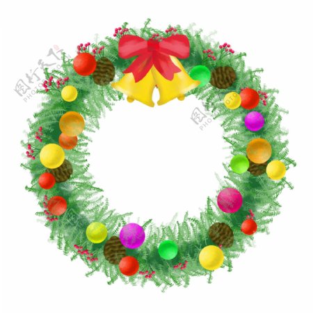 商用节日装饰圣诞节气氛铃铛植物圣诞花环4