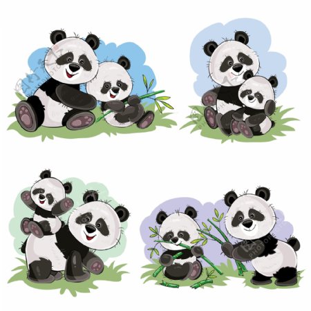 时尚卡通可爱的熊猫