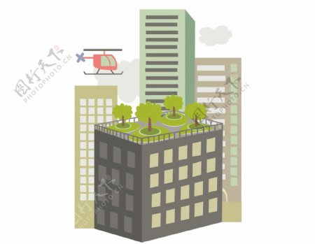 卡通城市绿化元素