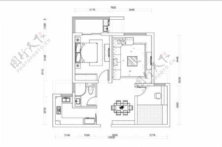 CAD两室一厅方案设计方案