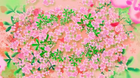 花团锦簇粉色花朵卡通浪漫背景