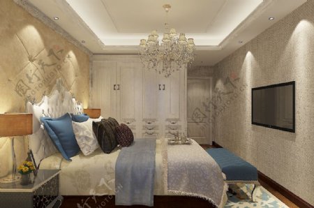欧式现代风格效果图卧室模型