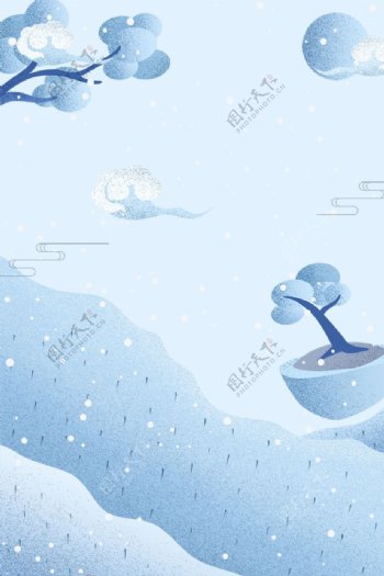蓝色卡通雪背景