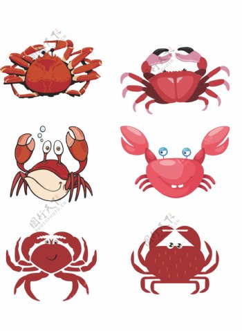 大闸蟹卡通动物素材螃蟹