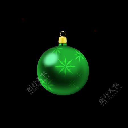 手绘圣诞装饰球绿色雪花创意可商用元素