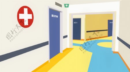 医院走廊卡通背景