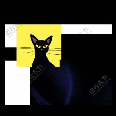 原创手绘万圣节创意黑猫手账商用贴图元素