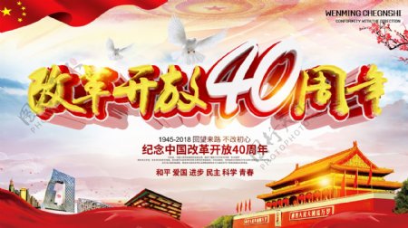 纪念中国改革开放40年宣传展板