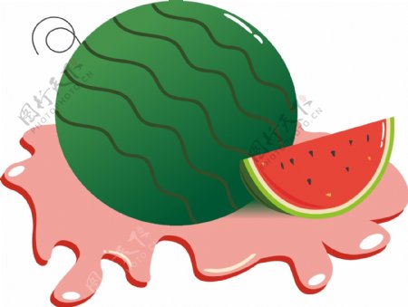西瓜水果卡通处暑矢量元素可商用元素