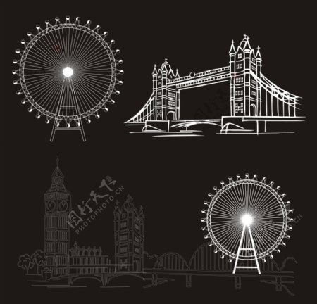 伦敦建筑摩天桥大本钟
