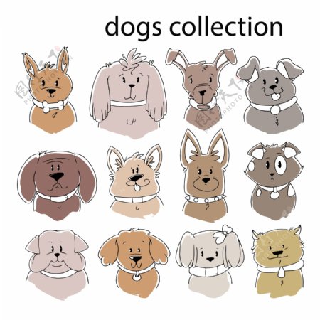 卡通各种可爱的狗