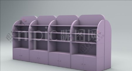 紫色中岛柜子模型