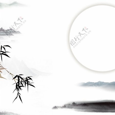 创意中国风文艺水墨竹子背景