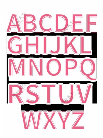 手绘水彩创意粉色大写字母合集