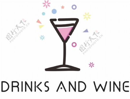 MBE风格粉色小清新线条餐厅酒杯图标素材