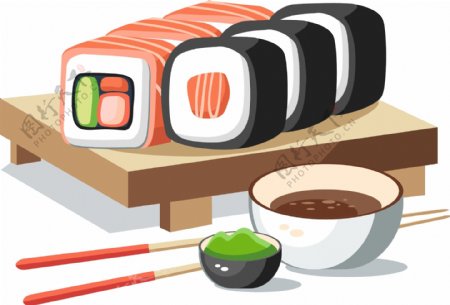 手绘寿司食物元素