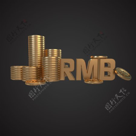 钱商务金币办公硬币3D立体金币rmb