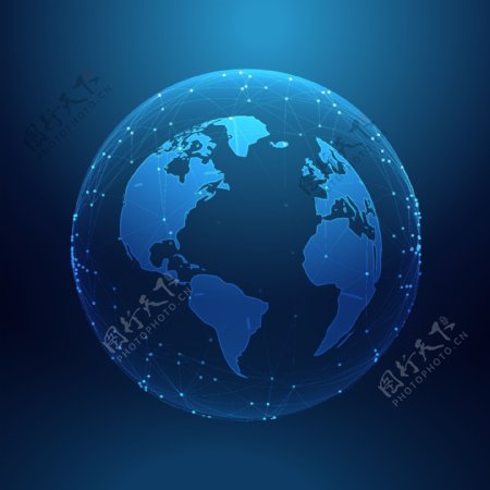 蓝色科技地球图案