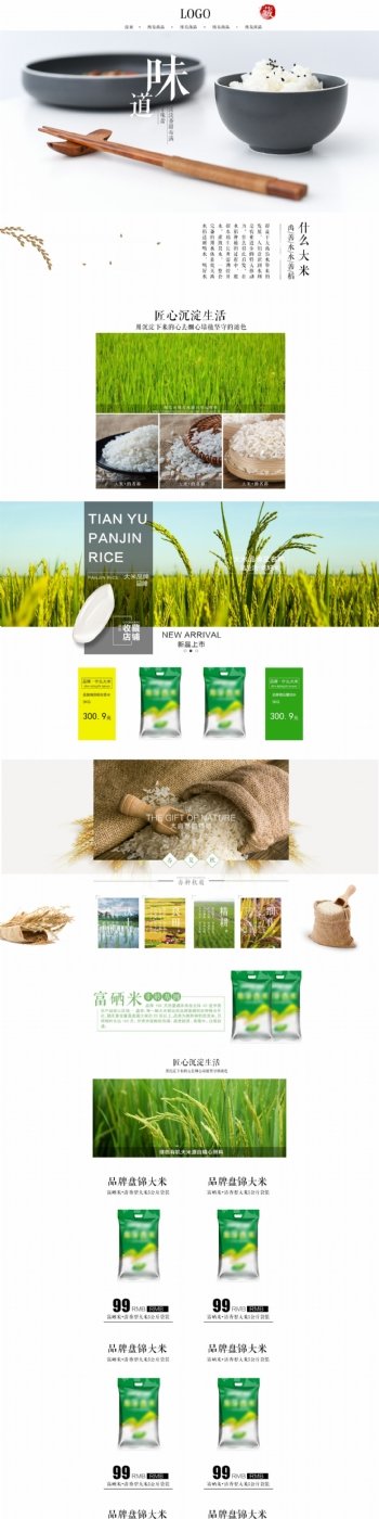 大米首页食品清新简约中国风模板