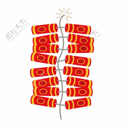 新年节日喜庆红色串鞭炮炮竹烟花矢量可商用