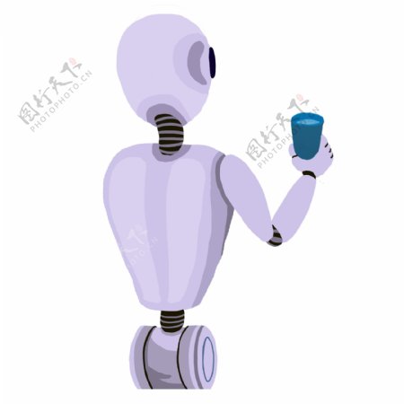 端着一杯水的智能机器人