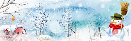 雪景冬季特惠banner背景