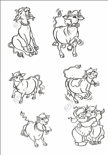 手绘线描小牛