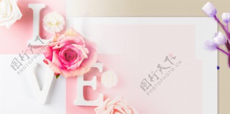 婚礼浪漫粉色花卉背景