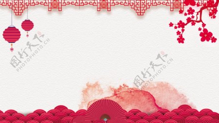 中国风传统祥云灯笼春节背景设计