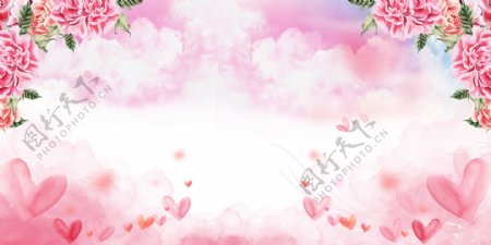 粉色浪漫玫瑰花背景设计