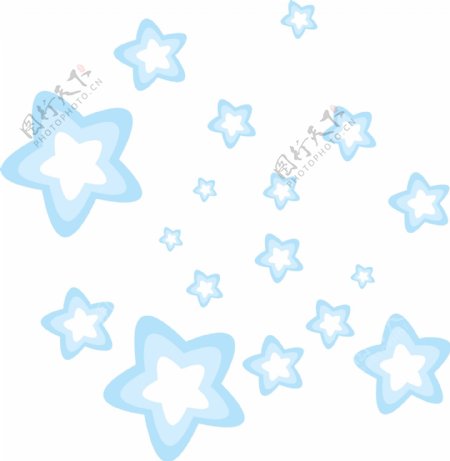 漂浮元素漂浮的蓝白五角星