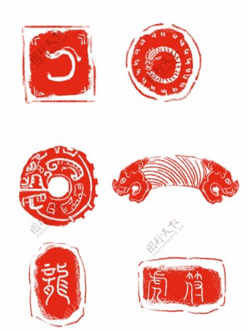 印章中国传统龙纹虎符可商用元素