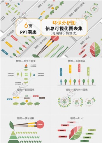 绿色创意环保分析图ppt图表合集