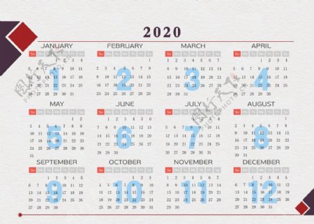 2020年猴年日历